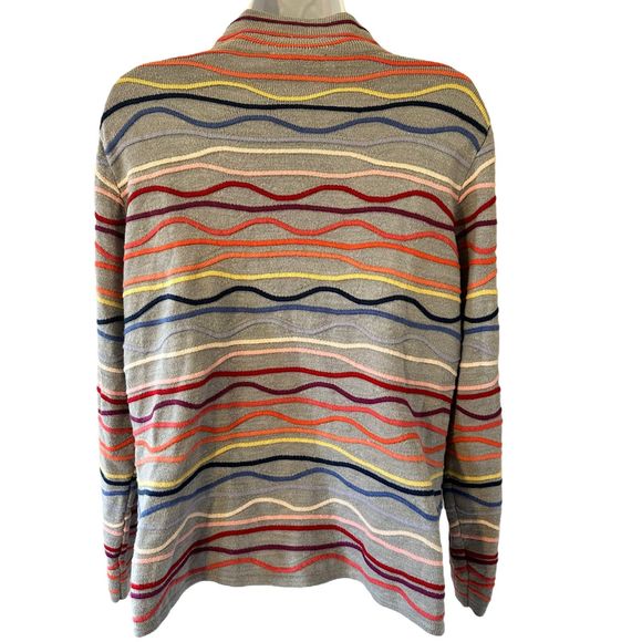 Coldwater Creek Gray Multicolor Wave Zip Up Cardigan Sweater Size 1X - Picture 4 of 7
